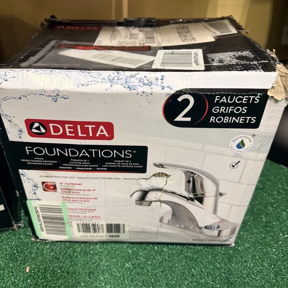 2- Delta Foundations Single handle 4'' Centerset Mid-arc Bathroom Sink Faucet